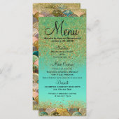 Mermaid skaliert Multi Color Glitzer Glam Party Me Menükarte (Vorne/Hinten)
