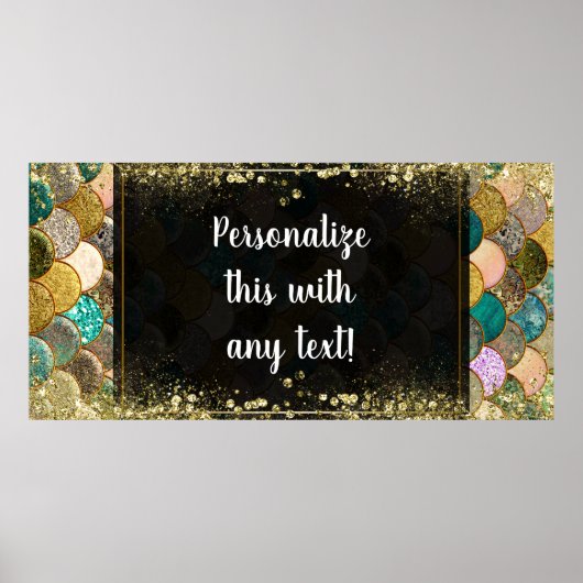 Mermaid skaliert Multi Color Glitzer Party-Banner Poster (Vorne)