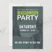 Mermaid Skeleton Dark Halloween-Party Einladung (Vorderseite)