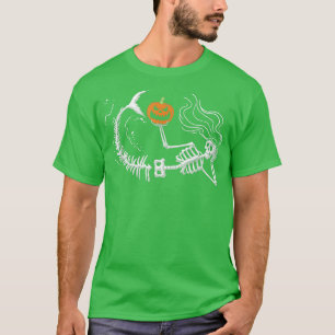 Mermaid Skeleton Halloween Jack o Latern Costume T-Shirt