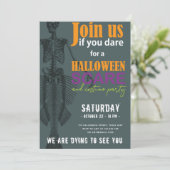 Mermaid Skeleton Halloween-Party Einladung (Stehend Vorderseite)