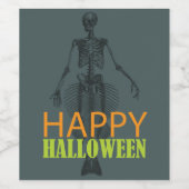Mermaid Skeleton Happy Halloween Weinetikett (Einzelnes Label)