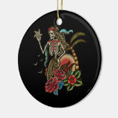Mermaid Skeleton Traditionelle Tattoo Old School H Keramik Ornament (Links)
