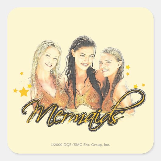 Mermaid Sketch Quadratischer Aufkleber (Vorderseite)