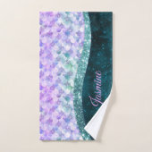 Mermaid skin aquamarin silber Imitate Glitzer mono Badhandtuch Set (Handtuch)