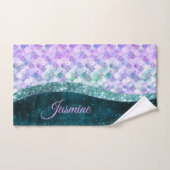 Mermaid skin aquamarin silber Imitate Glitzer mono Badhandtuch Set (Handtuch)
