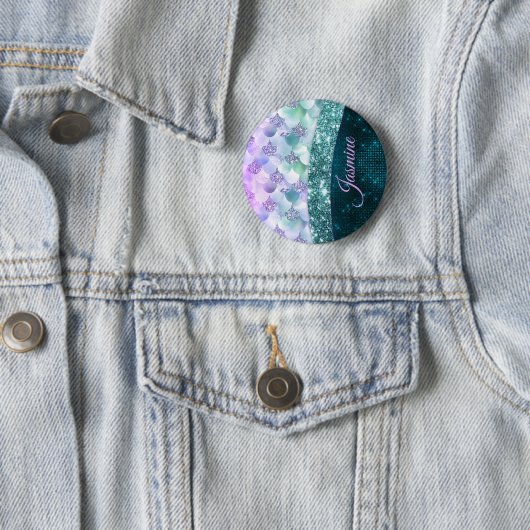 Mermaid skin aquamarin silber Imitate Glitzer mono Button (Beispiel)