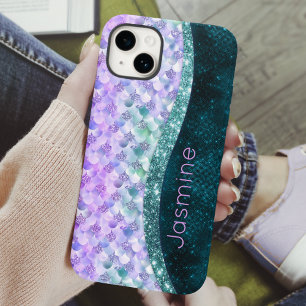 Mermaid skin aquamarin silber Imitate Glitzer mono Case-Mate iPhone Hülle