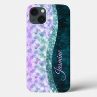 Mermaid skin aquamarin silber Imitate Glitzer mono