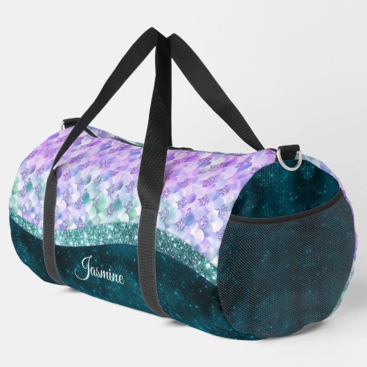 Mermaid skin aquamarin silber Imitate Glitzer mono Duffle Bag (Rechte Ecke)