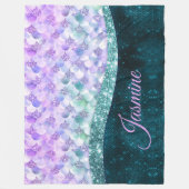 Mermaid skin aquamarin silber Imitate Glitzer mono Fleecedecke (Vorderseite)