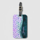 Mermaid skin aquamarin silber Imitate Glitzer mono Gepäckanhänger (Vorderseite Vertikal)