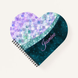 Mermaid skin aquamarin silber Imitate Glitzer Mono Notizblock