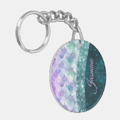 Mermaid skin aquamarin silber Imitate Glitzer mono Schlüsselanhänger (Vorderseite links)