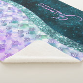 Mermaid skin aquamarin silber Imitate Glitzer mono Sherpadecke (3/4)