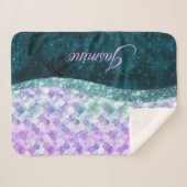 Mermaid skin aquamarin silber Imitate Glitzer mono Sherpadecke (Vorderseite (Horizontal))