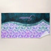 Mermaid skin aquamarin silber Imitate Glitzer mono Strandtuch (Vorderseite)