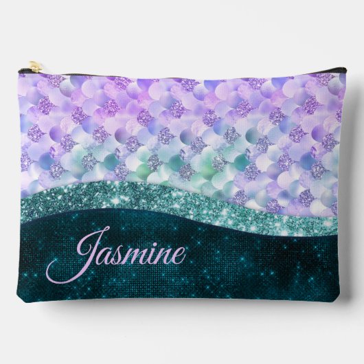 Mermaid skin aquamarin silber Imitate Glitzer mono Zubehörtasche (Vorderseite)
