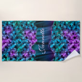 Mermaid Skin Aquamarin Silver Imitats Glitzer Mono Strandtuch (Vorderseite)