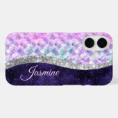 Mermaid skin lila silber Imitate Glitzer monogramm Case-Mate iPhone Hülle (Rückseite (Horizontal))