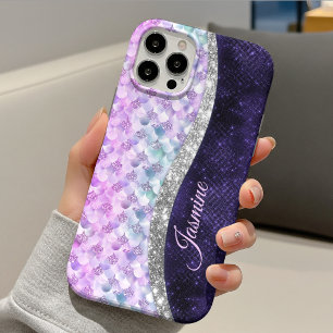 Mermaid skin lila silber Imitate Glitzer monogramm Case-Mate iPhone Hülle
