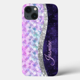 Mermaid skin lila silber Imitate Glitzer monogramm Case-Mate iPhone Hülle
