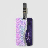 Mermaid skin lila silber Imitate Glitzer monogramm Gepäckanhänger (Vorderseite Vertikal)