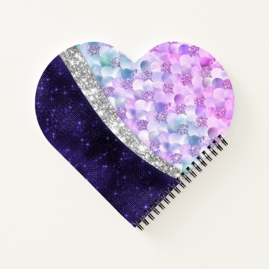 Mermaid skin lila silber Imitate Glitzer monogramm Notizblock (Rückseite)