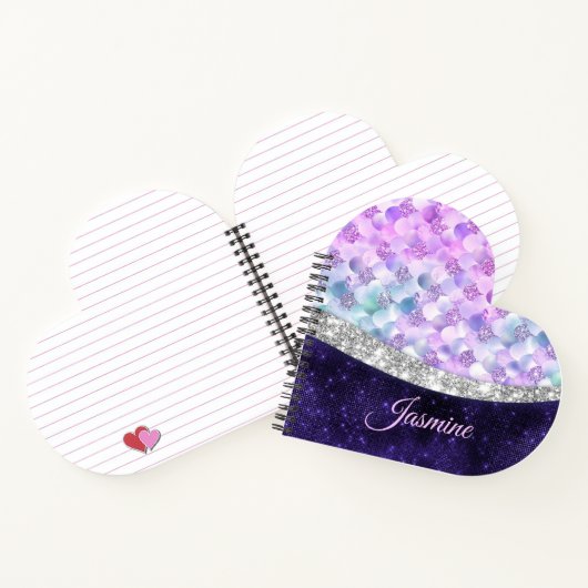 Mermaid skin lila silber Imitate Glitzer monogramm Notizblock (Innenseite)