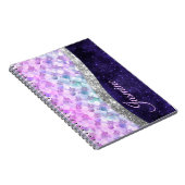 Mermaid skin lila silber Imitate Glitzer monogramm Notizblock (Rechte Seite)
