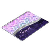 Mermaid skin lila silber Imitate Glitzer monogramm Notizblock (Linke Seite)