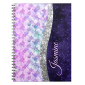 Mermaid skin lila silber Imitate Glitzer monogramm Notizblock (Vorderseite)