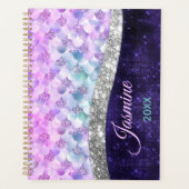 Mermaid skin lila silber Imitate Glitzer monogramm Planer (Vorderseite)