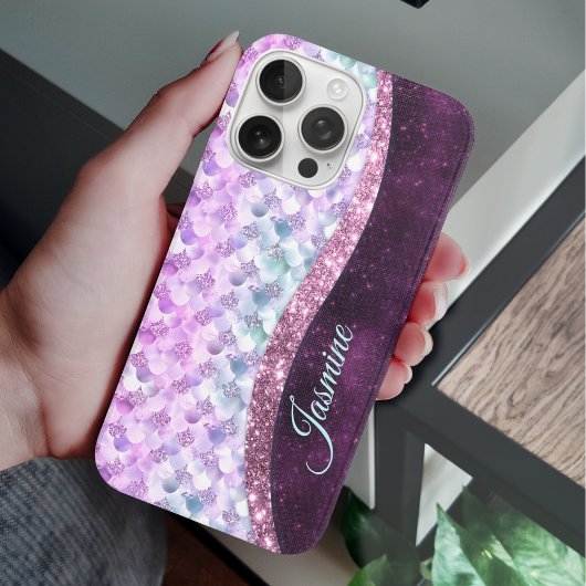 Mermaid skin pink silber Imitate Glitzer monogramm Case-Mate iPhone Hülle