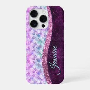 Mermaid skin pink silber Imitate Glitzer monogramm iPhone 16 Pro Hülle