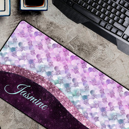 Mermaid skin pink silber Imitate Glitzer monogramm Schreibtischunterlage