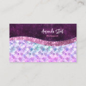 Mermaid skin pink silber Imitate Glitzer monogramm Visitenkarte (Vorderseite)