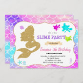 Mermaid Slime Party Geburtstagsausschreibung Einladung (Vorne/Hinten)
