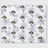 Mermaid Snowflake Weihnachtssilber Geschenkpapier (Flach)