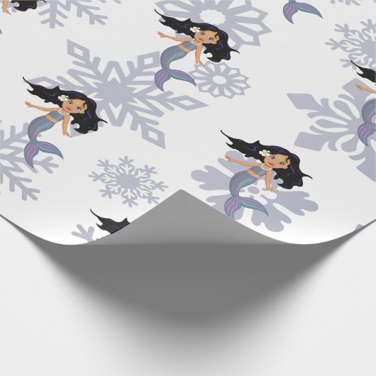 Mermaid Snowflake Weihnachtssilber Geschenkpapier (Ecke)