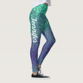 Mermaid Sparkle Scales Aqua Leggings Joggen NAME (Rechts)