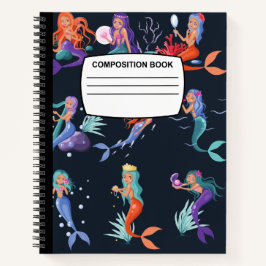 Mermaid Spiralkomposition Notebook Notizblock