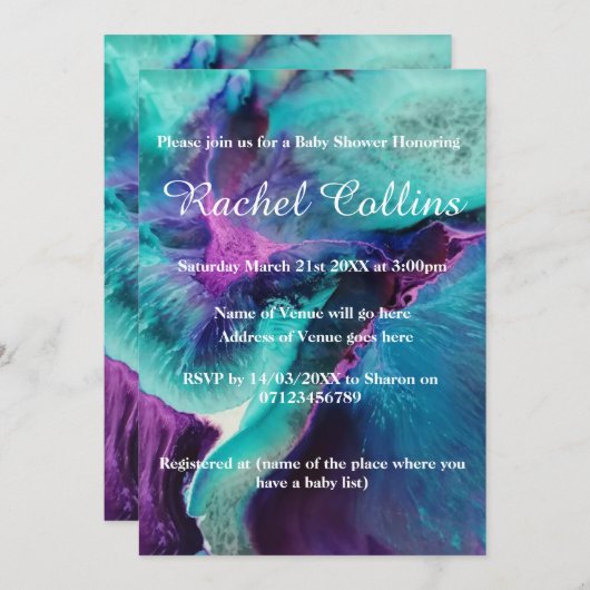 Mermaid Splash Abstrakt Baby Dusche Einladung (Vorne/Hinten)