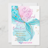 Mermaid Splish Splash Pool Party Girl Birthday Einladung (Vorderseite)