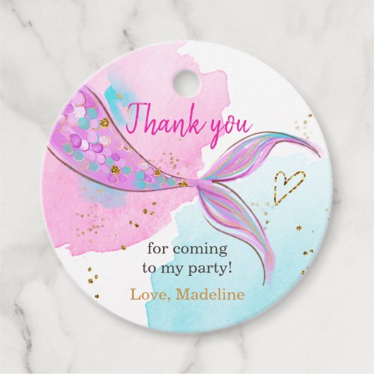 Mermaid Splish Splash Pool Party Girl Birthday Geschenkanhänger (Vorderseite)