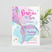 Mermaid Splish Splash Pool Party Girl Birthday Inv Einladung (Stehend Vorderseite)