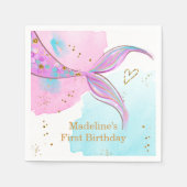 Mermaid Splish Splash Pool Party Girl Birthday Serviette (Vorderseite)