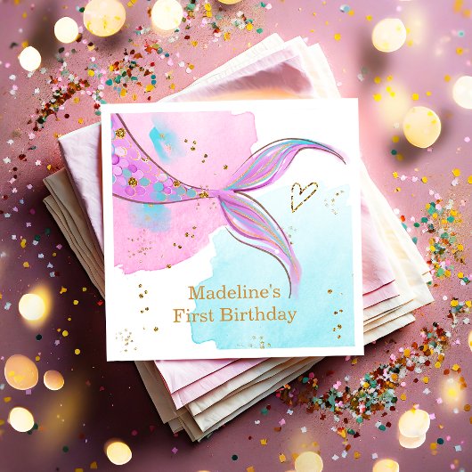 Mermaid Splish Splash Pool Party Girl Birthday Serviette