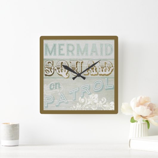 Mermaid Squad auf Patrol Quadratische Wanduhr (Zuhause)