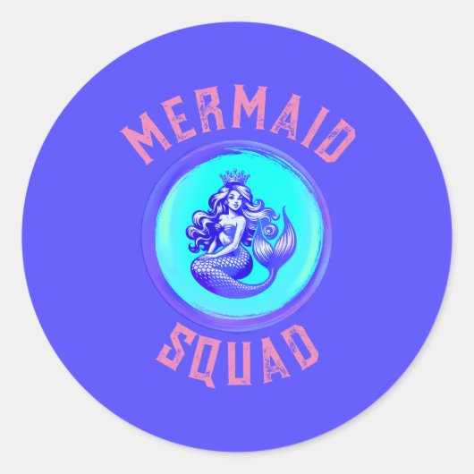 Mermaid Squad Birthday Party Thema Runder Aufkleber (Vorderseite)